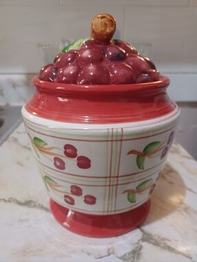 Vintage Ceramic Cherry Cookie Jar By Alco Industries